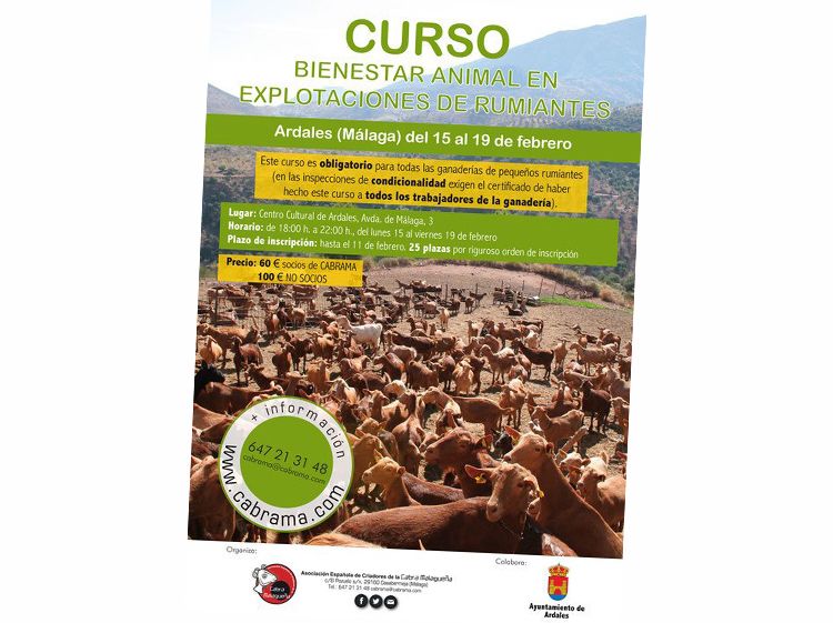 Comienza hoy en Ardales (Málaga) un nuevo curso sobre el bienestar animal en explotaciones de rumiantes, organizado por CABRAMA